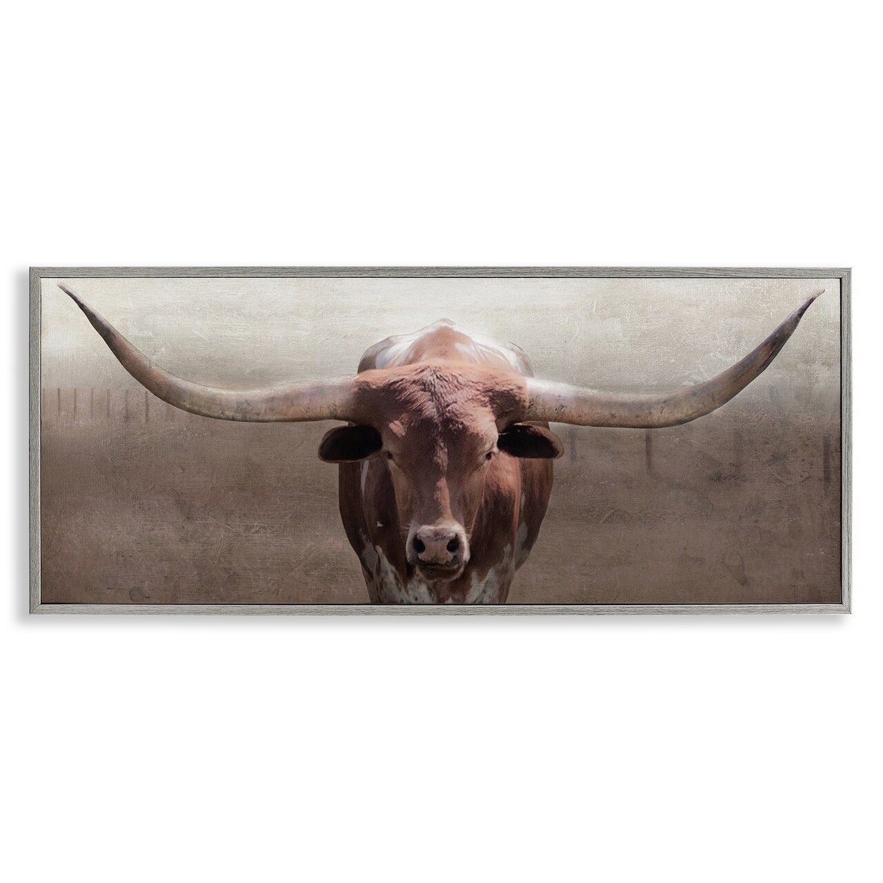 Stupell Industries Rustic Western Longhorn Framed Giclee Design by Carol Robinson